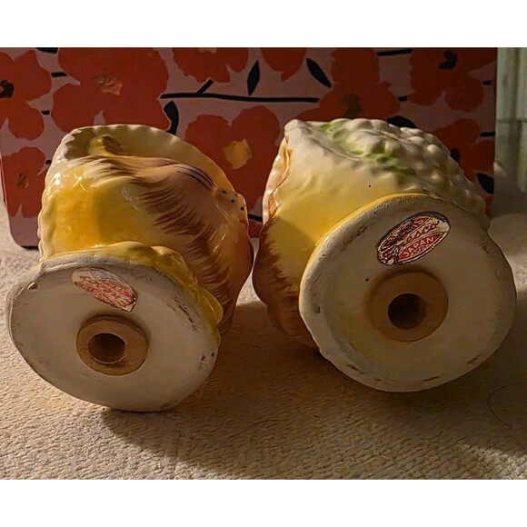 Vintage Salt & Pepper Shaker Enesco Yellow Daisy Miss Priss Winking Kitty Cat's - Picture 6 of 6